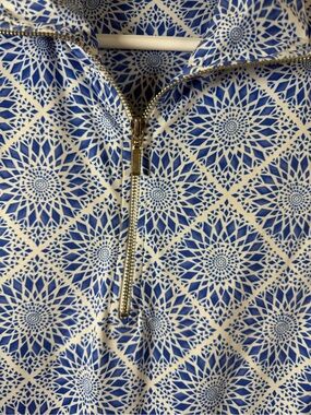 Tango Mango XL Blue White Print Sleeveless 1/4 Zip Golf Top